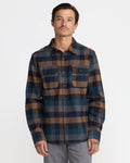 RVCA Dayshift Blanket Flannel Long Sleeve Shirt - PIRATE BLACK