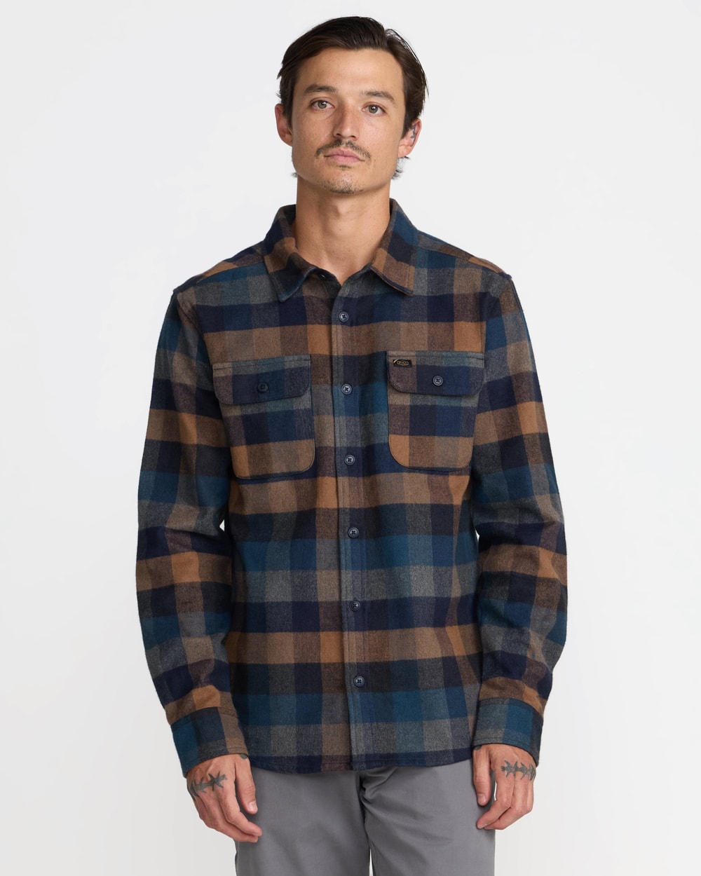 RVCA Dayshift Blanket Flannel Long Sleeve Shirt - PIRATE BLACK