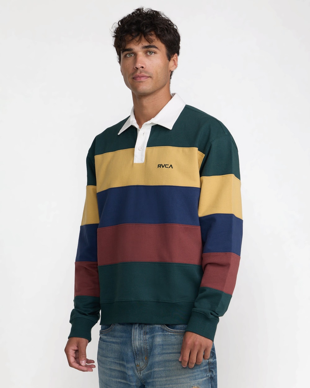 RVCA Insignia Fleece Rugby Shirt - HUNTER GREEN
