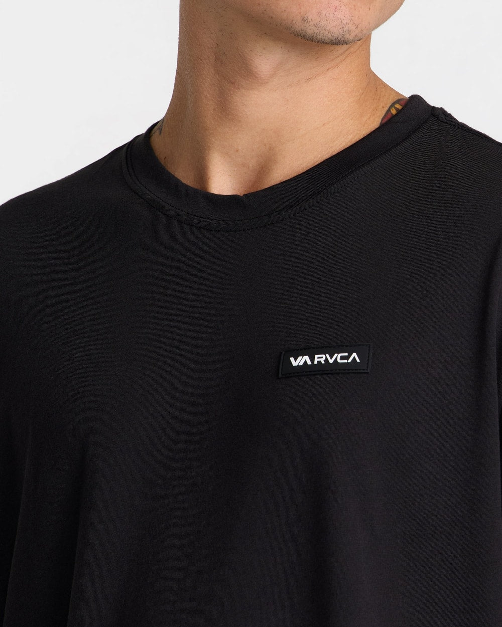 RVCA Men's Icon Short Sleeve T-Shirt - Black - chest patch detail