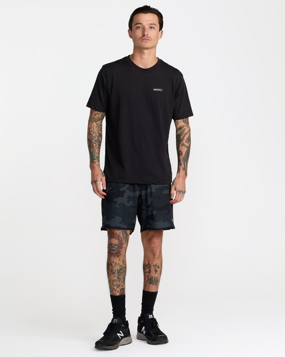 RVCA Men's Icon Short Sleeve T-Shirt - Black - full body