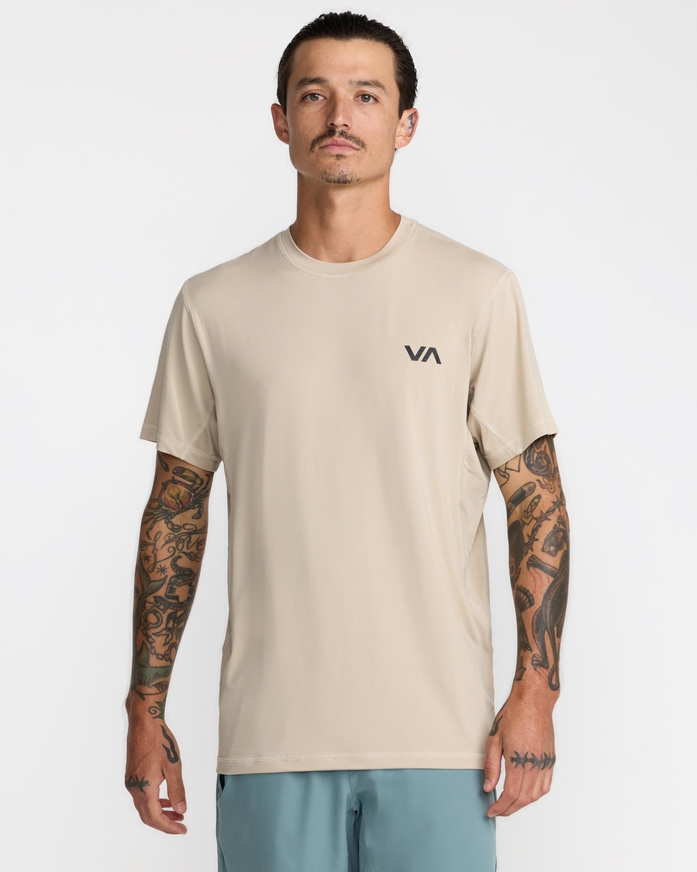 RVCA Men's Sport Vent Short Sleeve Tee - LIGHT KHAKI