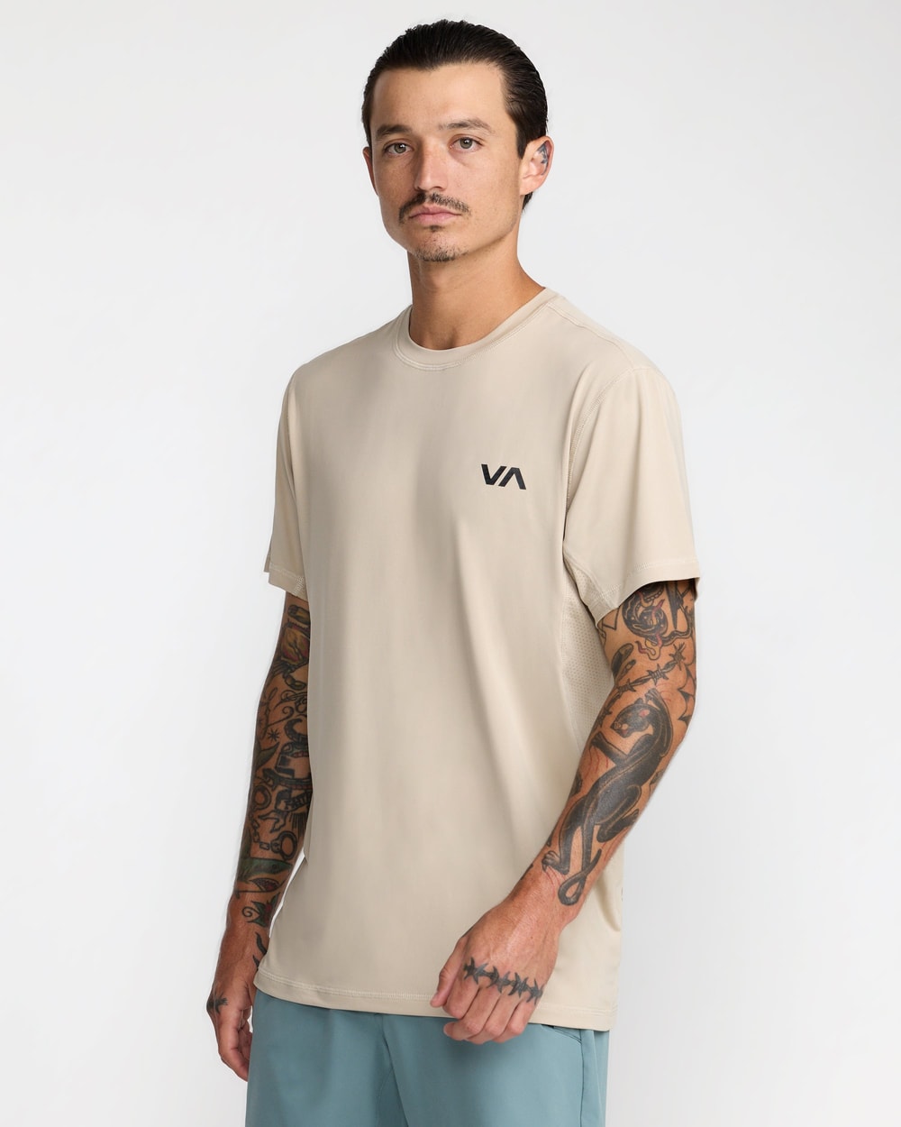 RVCA Men's Sport Vent Short Sleeve Tee - LIGHT KHAKI