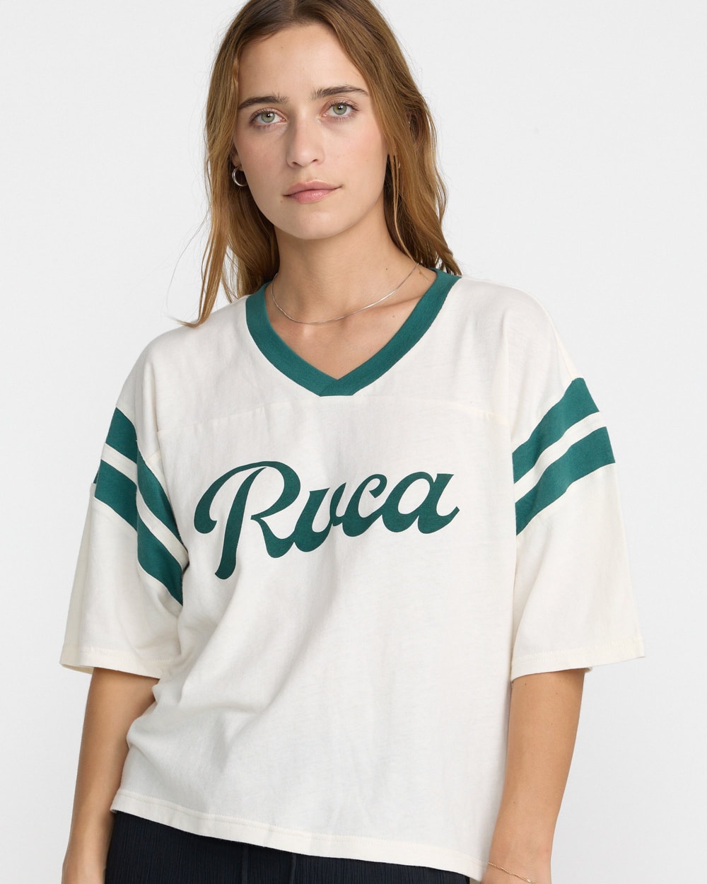 RVCA Women's Connect Football Tee - CLOUD