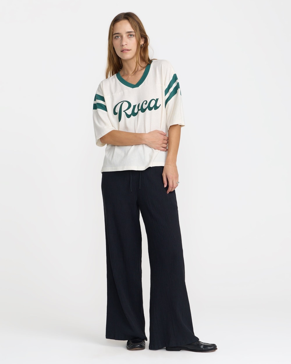 RVCA Women's Connect Football Tee - CLOUD