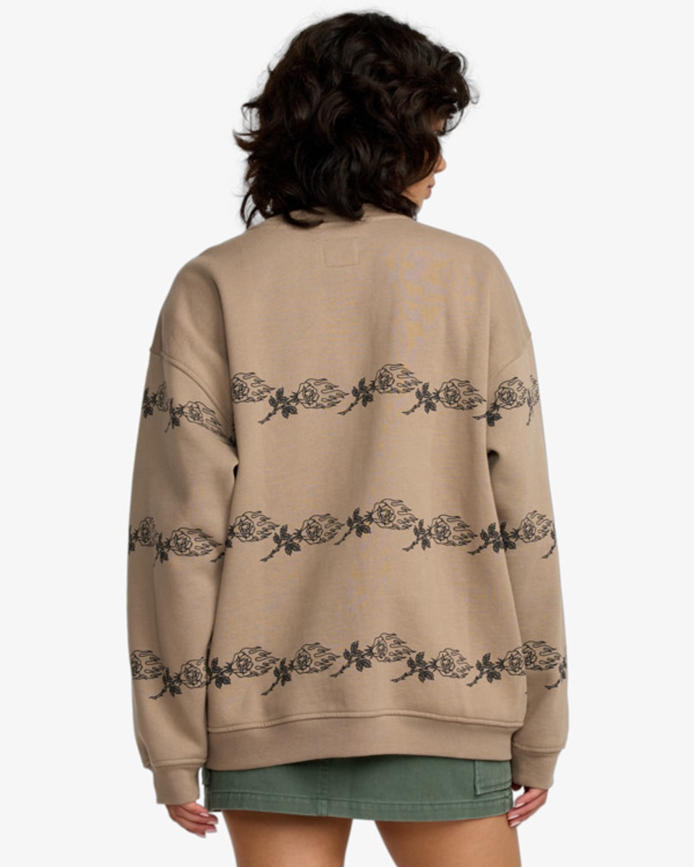 RVCA Women's Spanky Boyfriend Crew Sweatshirt - Taupe - back