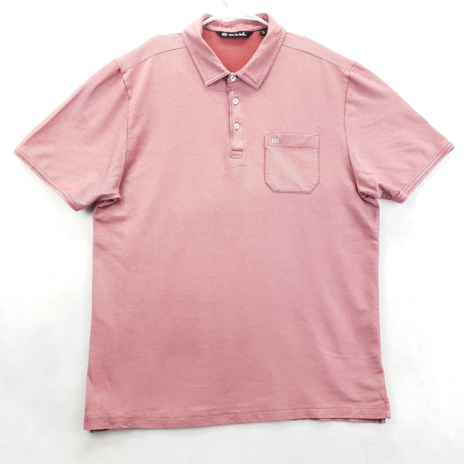 TravisMathew Local Discount Polo Heather Blush - front view