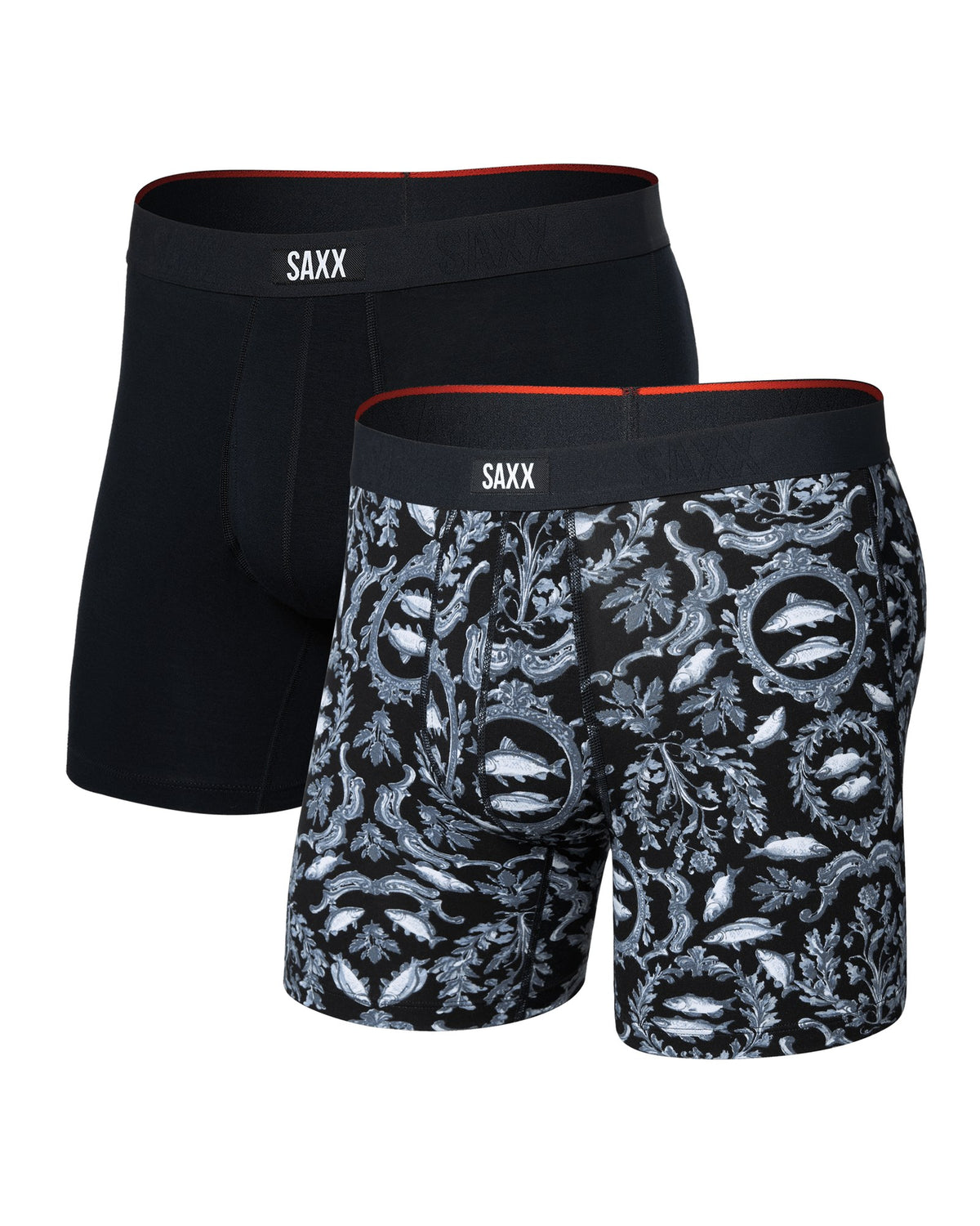 Saxx Vibe Xtra Soft Comfort Boxer Brief (2 Pack) - Backsplash Black, front, flat