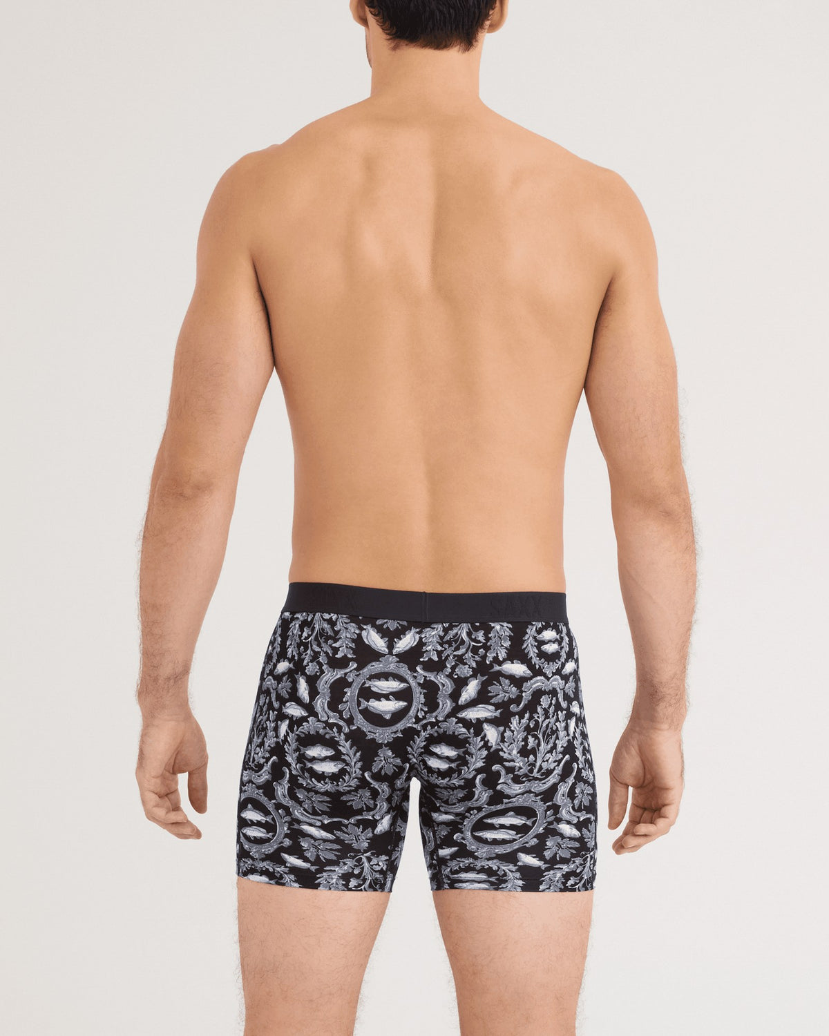 Saxx Vibe Xtra Soft Comfort Boxer Brief (2 Pack) - Backsplash Black, on model, back