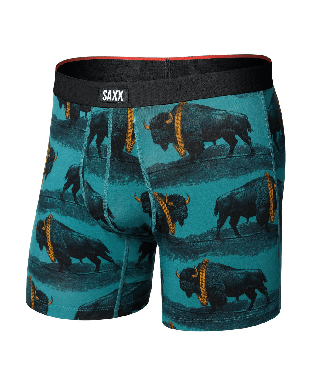 Saxx Vibe Xtra Soft Comfort Boxer Brief - Bison Bling Seascape, front, flat