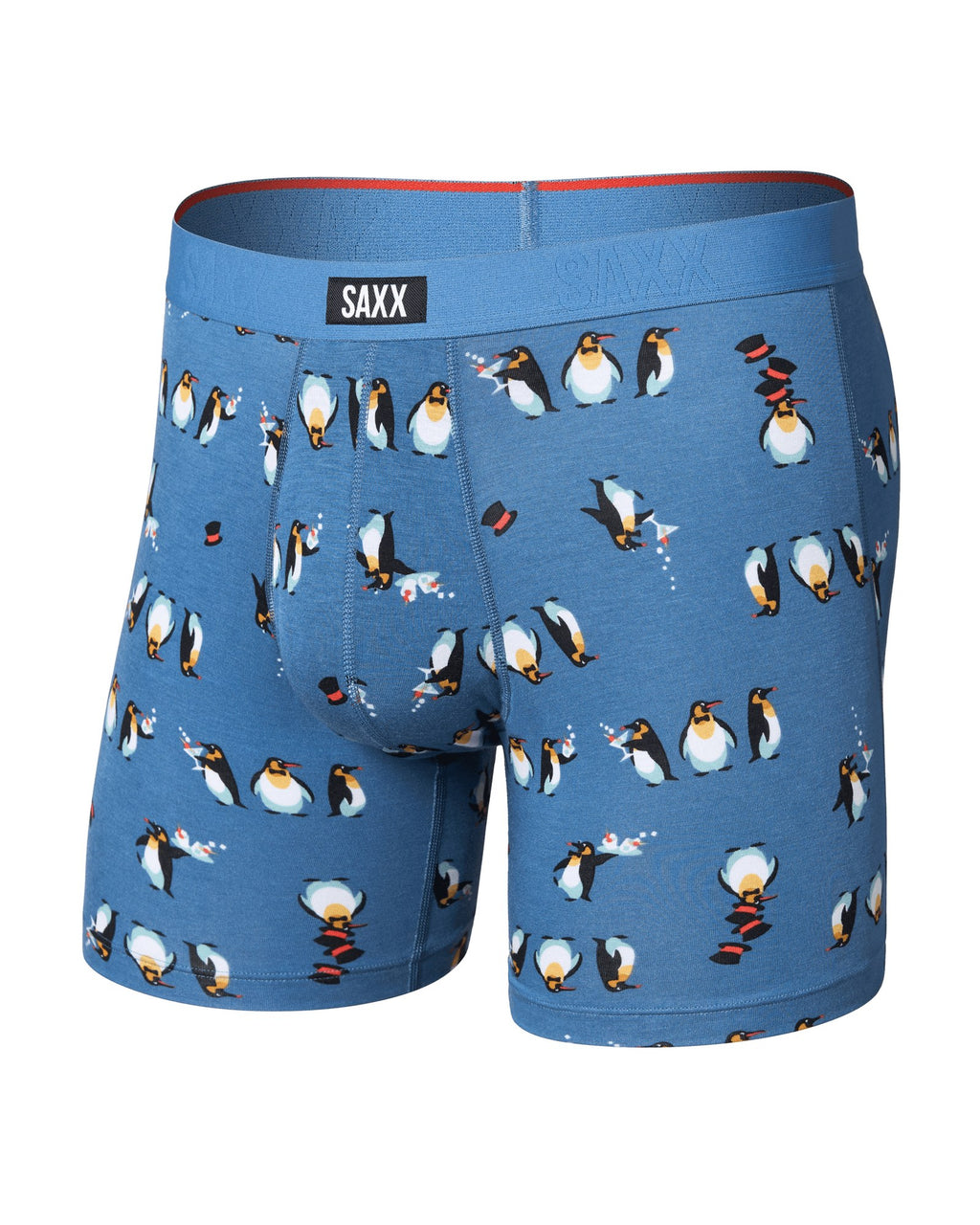 Saxx Vibe Xtra Soft Comfort Boxer Brief - Black Tie Affair Blue, front, flat