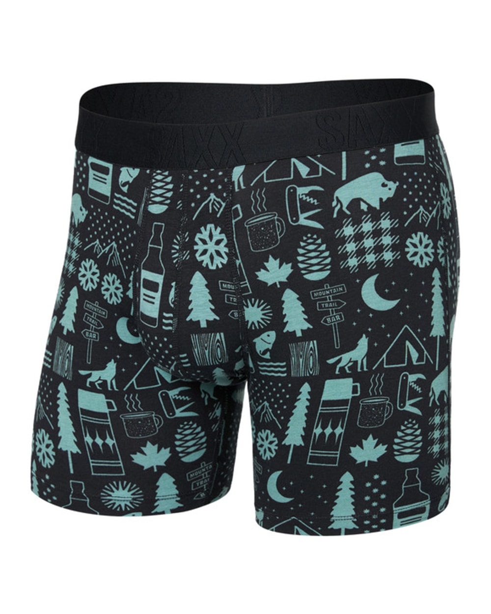 Saxx DropTemp Cooling Boxer Brief - Cam Stamps Black