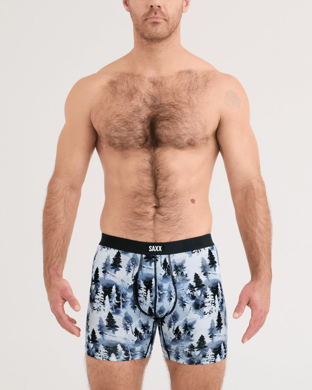 Saxx Vibe Xtra Soft Comfort Boxer Brief - Forestland Blue, on model, front