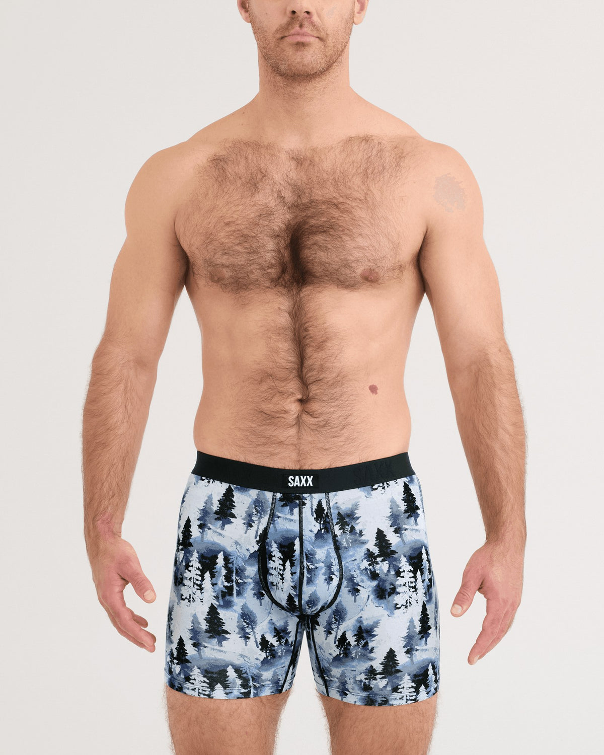Saxx Vibe Xtra Soft Comfort Boxer Brief - Forestland Blue, on model, front