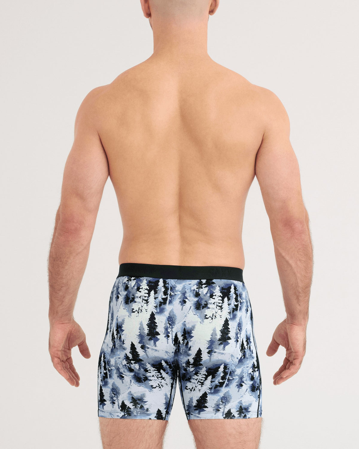 Saxx Vibe Xtra Soft Comfort Boxer Brief - Forestland Blue, on model, back