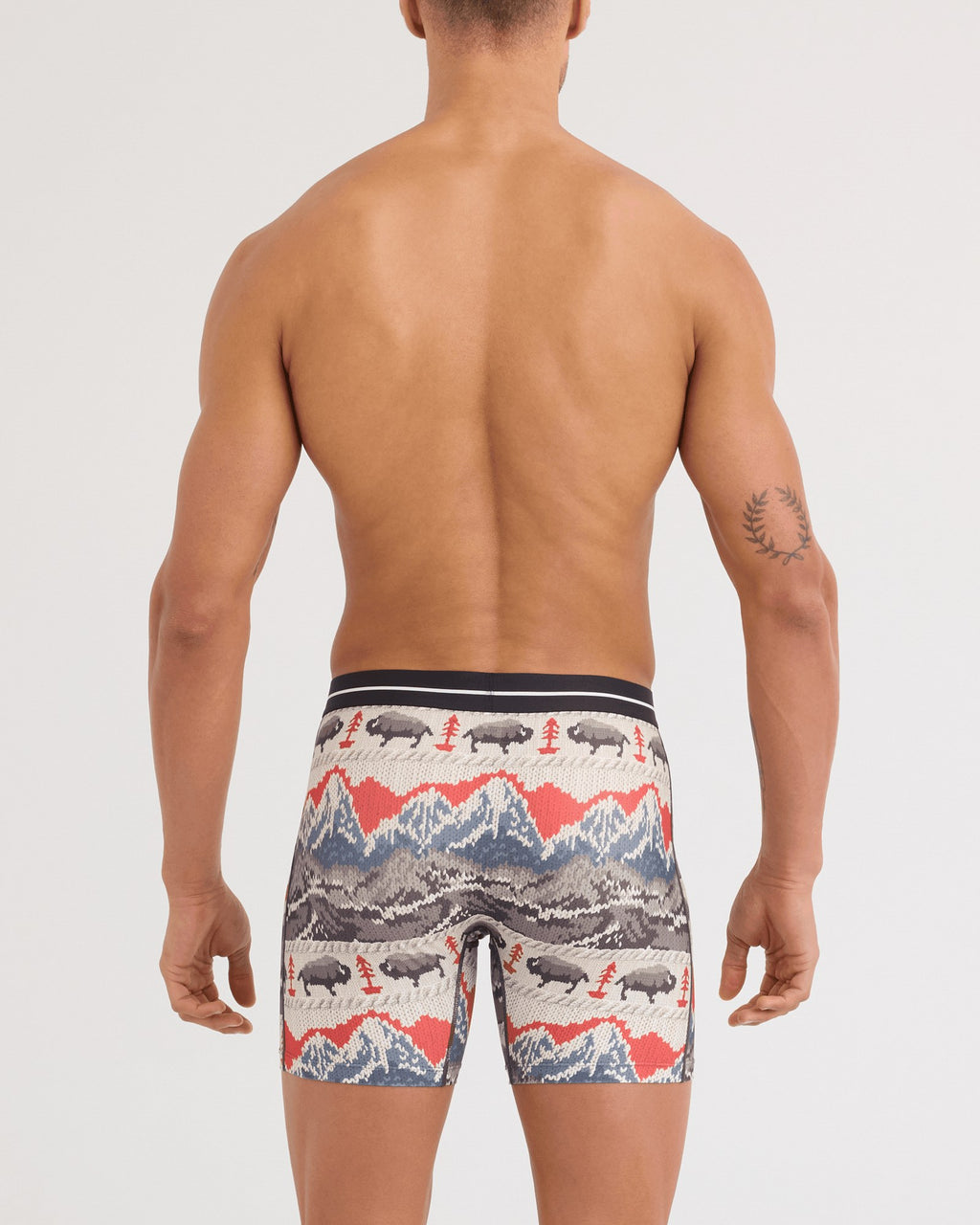 Saxx Volt Breathable Mesh Boxer Brief - Hiking Sweater Cream, on model, back