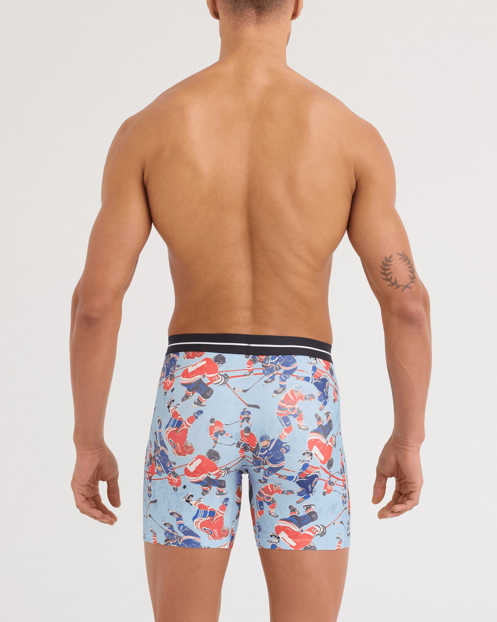 Saxx Volt Breathable Mesh Boxer Brief - Hockey Brawl Blue, on model, back