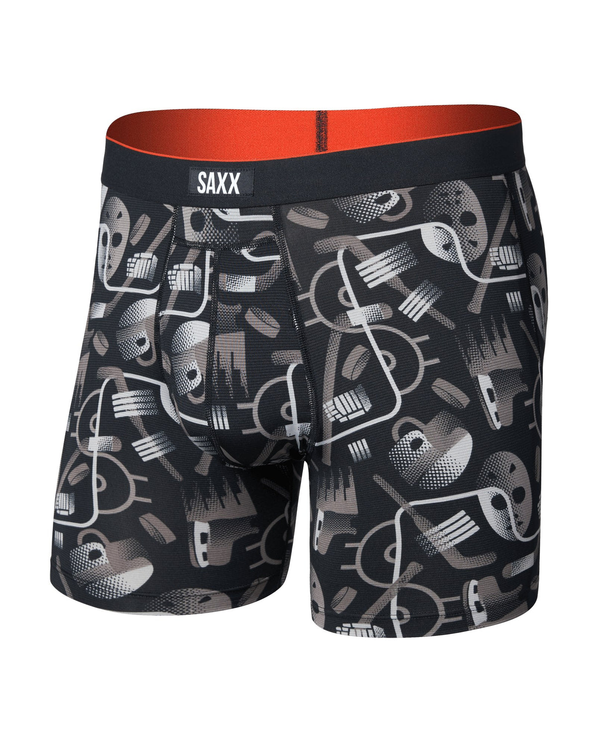 Saxx Multi-Sport Mesh Boxer Brief - Hockey Conduit Black, front, flat