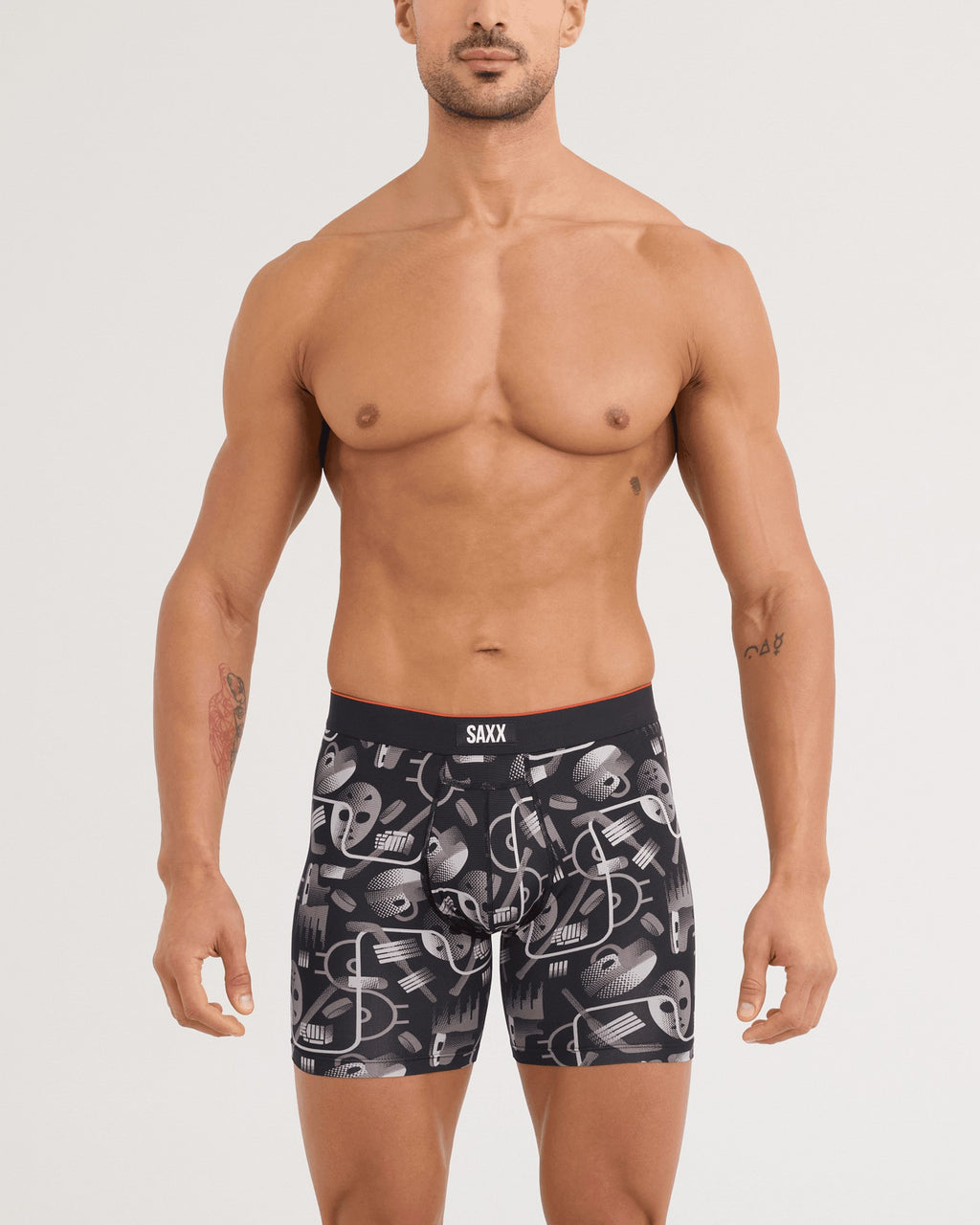 Saxx Multi-Sport Mesh Boxer Brief - Hockey Conduit Black, on model, front