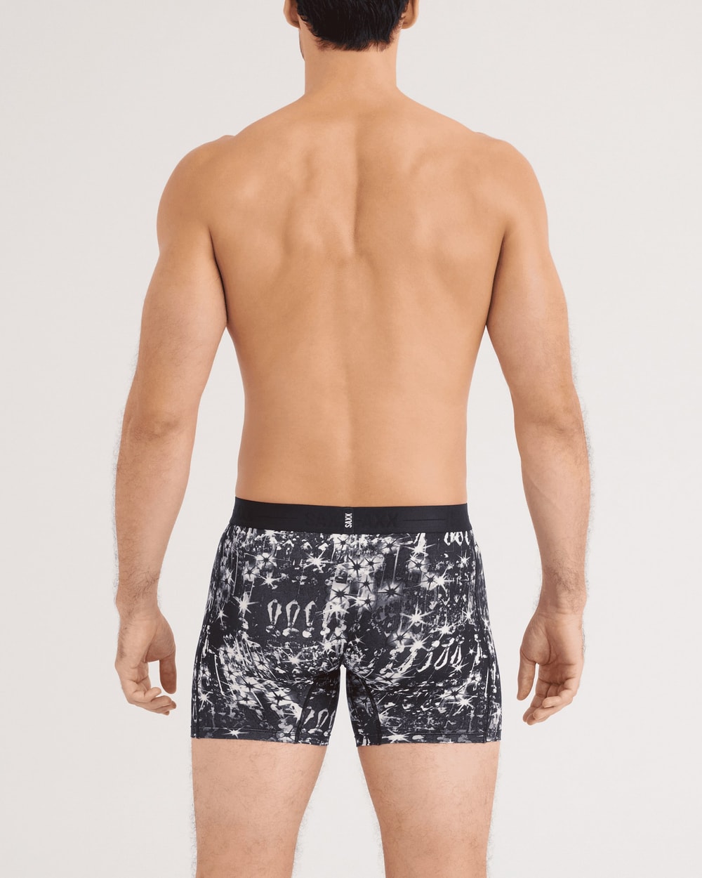 Saxx Men’s Smooth Luxe Micro Modal Boxer Brief - Chandelier Black, on model, back