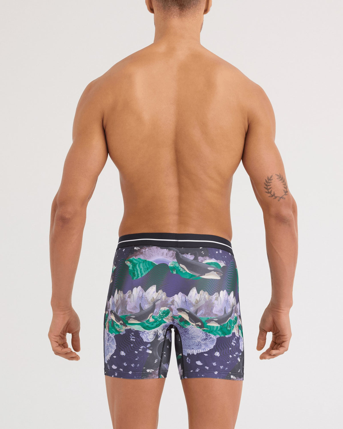 Saxx Volt Breathable Mesh Boxer Brief - Midnight Sun Black, on model, back