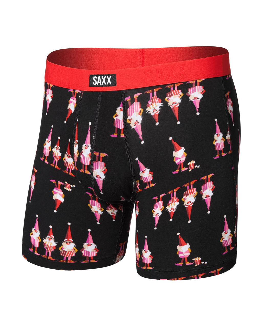 Saxx Vibe Xtra Soft Comfort Boxer Brief - Nick in a Box Black, front, flat