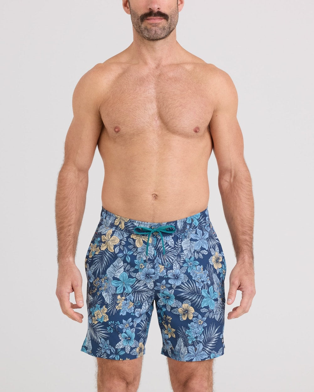 Saxx Oh Buoy 2N1 Swim Volley Short 7 inch - Tropic Burst Dark Denim front
