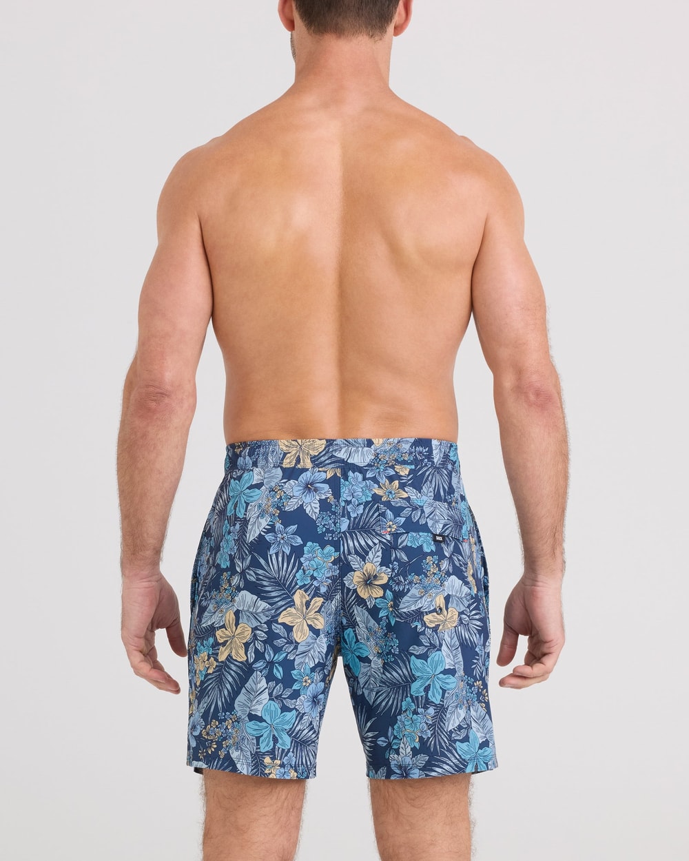 Saxx Oh Buoy 2N1 Swim Volley Short 7 inch - Tropic Burst Dark Denim back