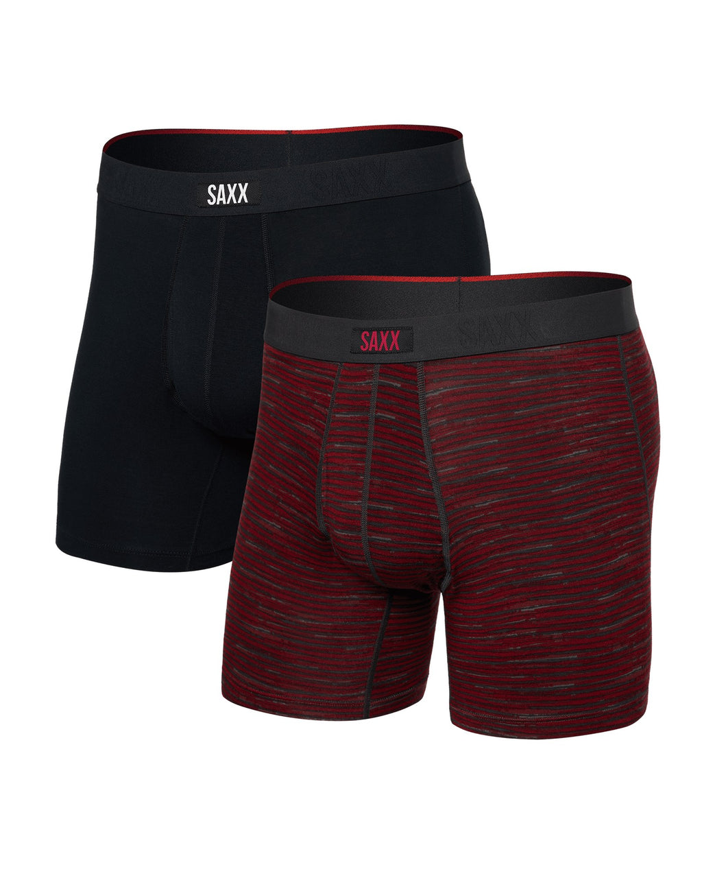 Saxx Vibe Xtra Soft Comfort Boxer Brief (2 Pack) - Spacedye Stripe Black, front, flat