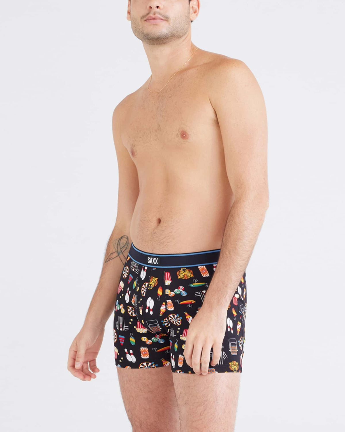 Saxx Daytripper Boxer Brief - Types of Stripes Black, on model, side