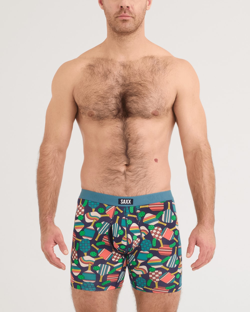 Saxx Vibe Xtra Boxer Brief Fly - Dillball Seascape, on model front