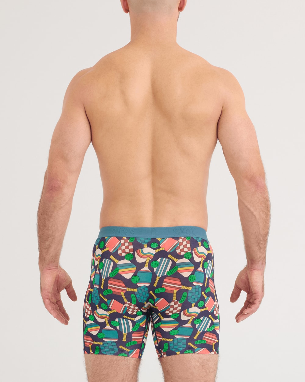 Saxx Vibe Xtra Boxer Brief Fly - Dillball Seascape, on model back