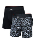 Saxx Vibe Xtra Soft Comfort Boxer Brief (2 Pack) - Backsplash Black, front, flat