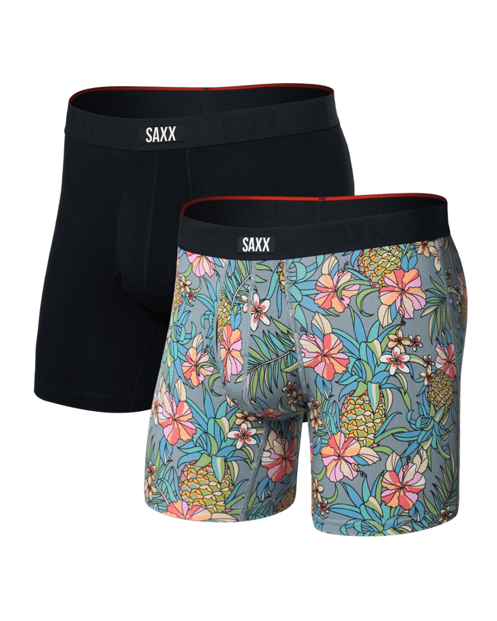 Saxx Vibe Xtra Soft Comfort Boxer Brief (2 Pack) - Pineapple Field/Black