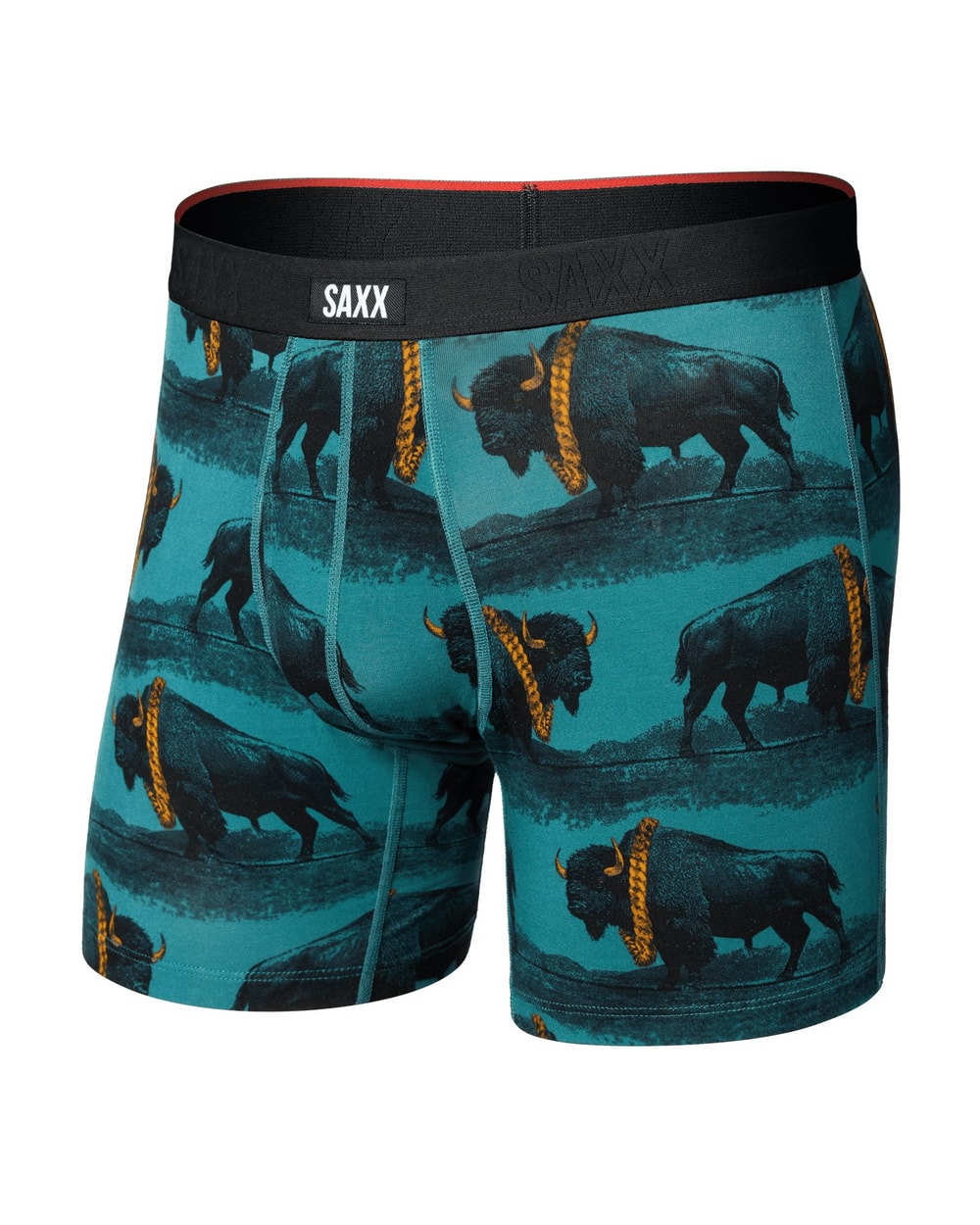 Saxx Vibe Xtra Soft Comfort Boxer Brief - Bison Bling Seascape, front, flat