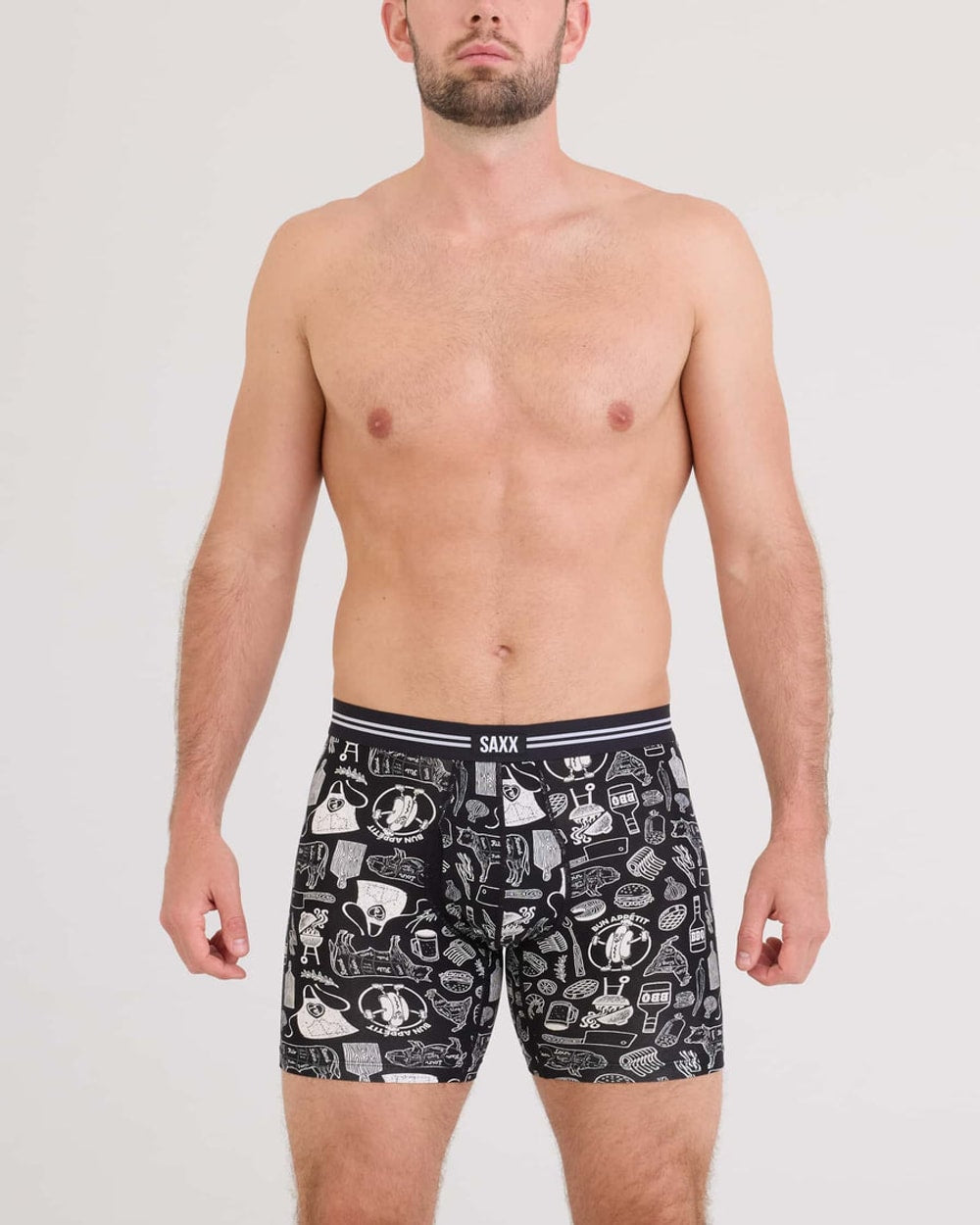 Saxx Vibe Xtra Soft Comfort Boxer Brief - Bun Appetit -Black