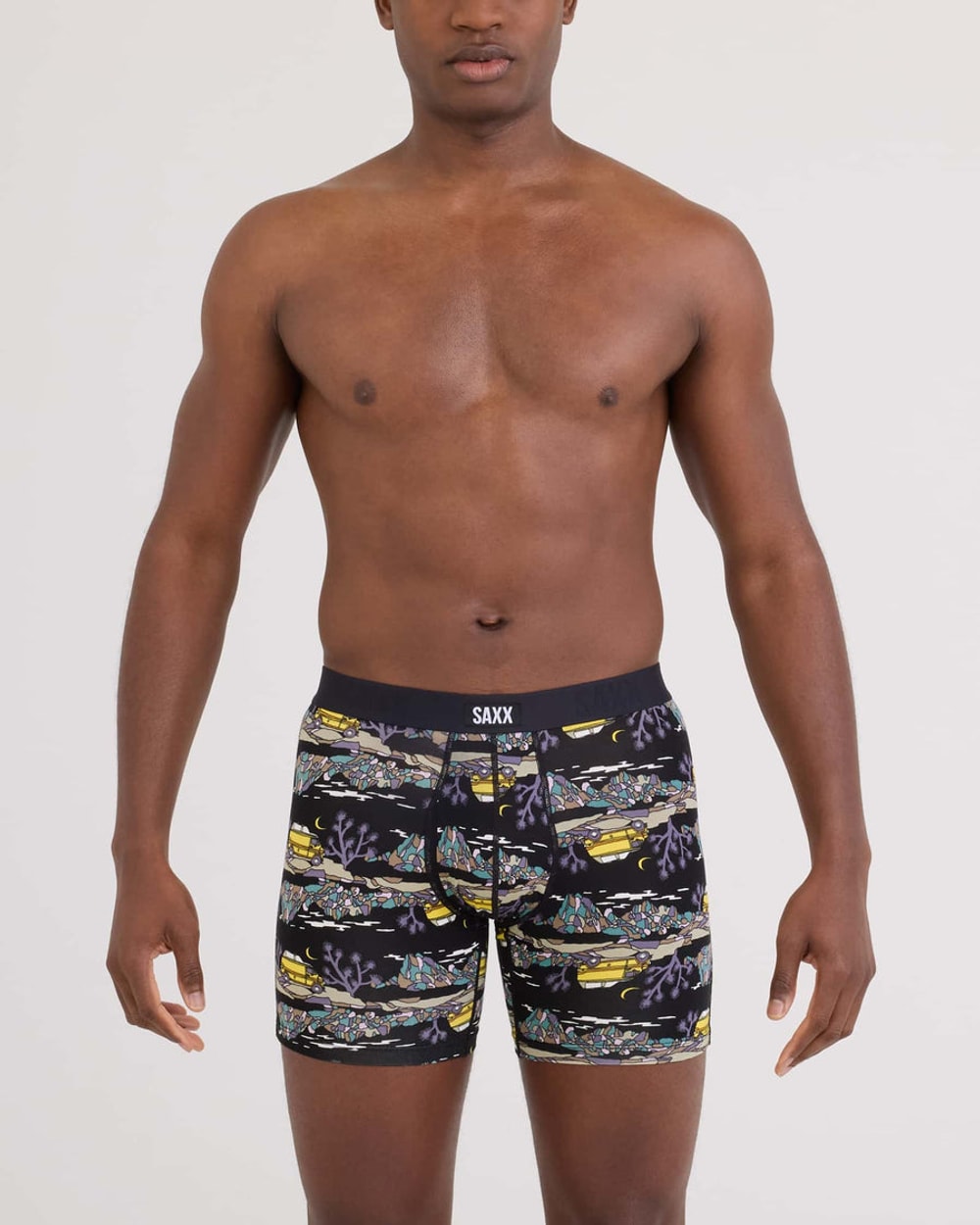 Saxx Vibe Xtra Soft Comfort Boxer Brief - Escape to Joshua-Black