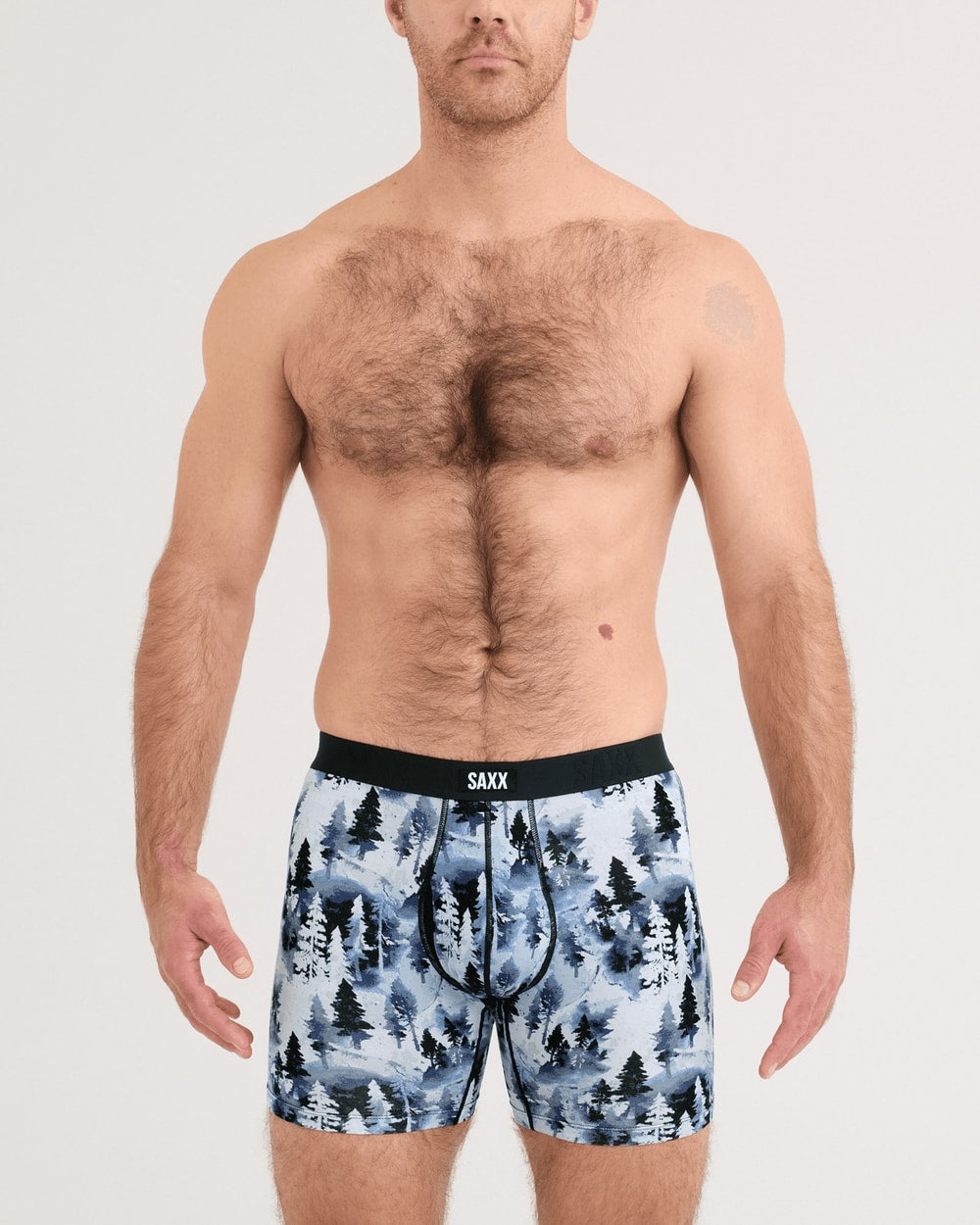 Saxx Vibe Xtra Soft Comfort Boxer Brief - Forestland Blue, on model, front