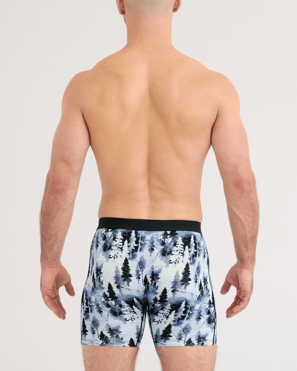 Saxx Vibe Xtra Soft Comfort Boxer Brief - Forestland Blue, on model, back
