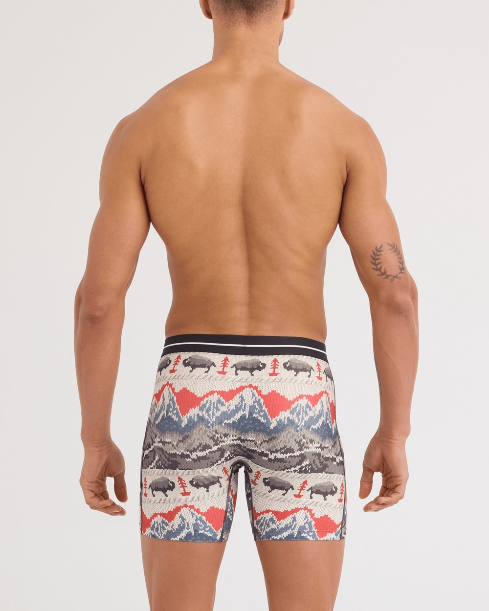 Saxx Volt Breathable Mesh Boxer Brief - Hiking Sweater Cream, on model, back