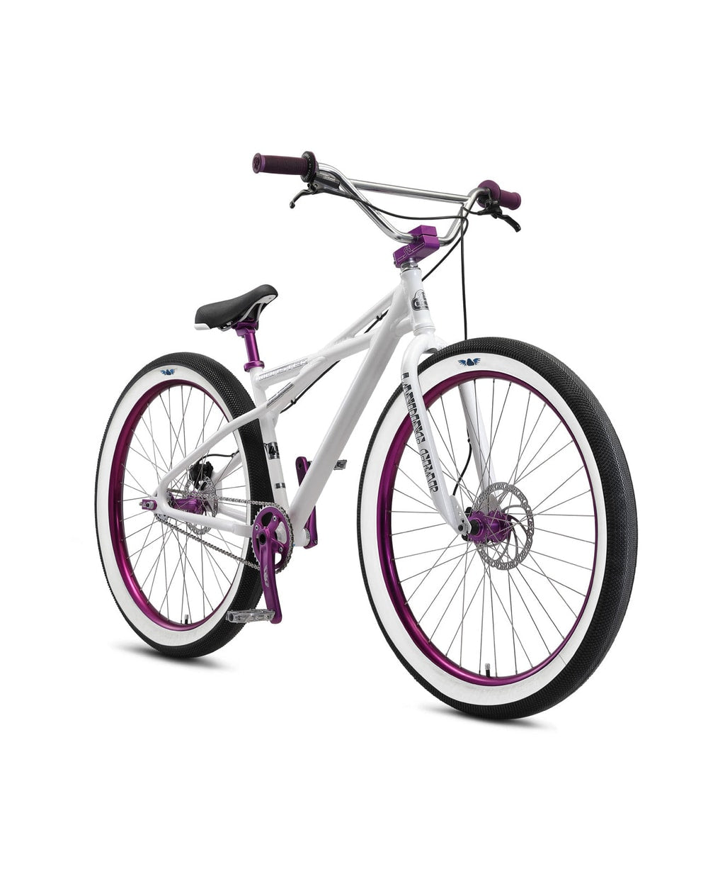 SE Monster Quad 29" BMX bike in Arctic White, three-quarter front view