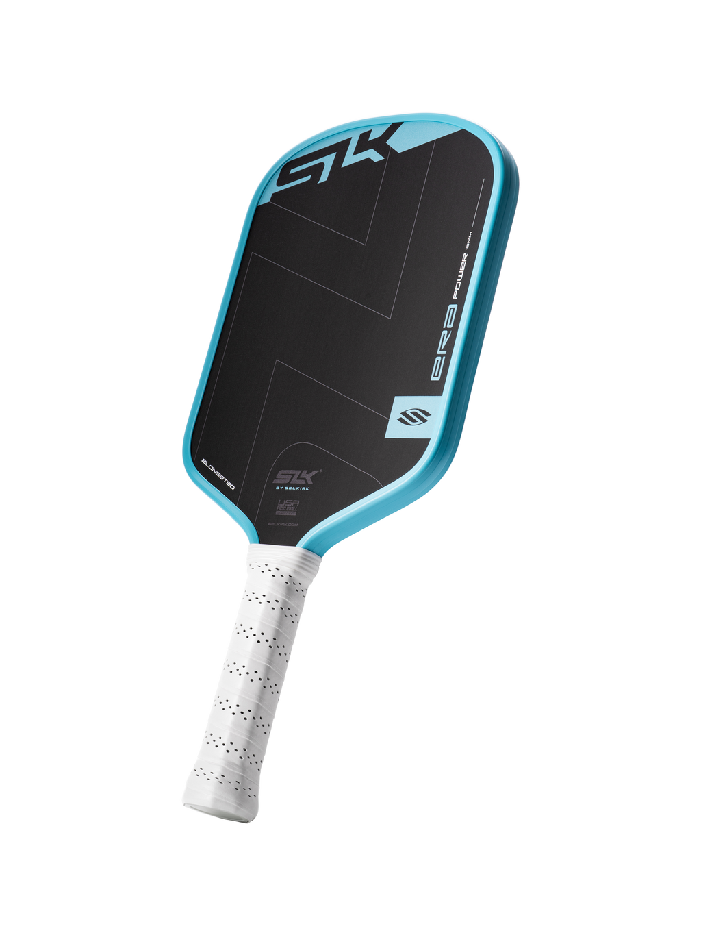 Selkirk SLK ERA Power Elongated Pickleball Paddle - Cyan, angled view