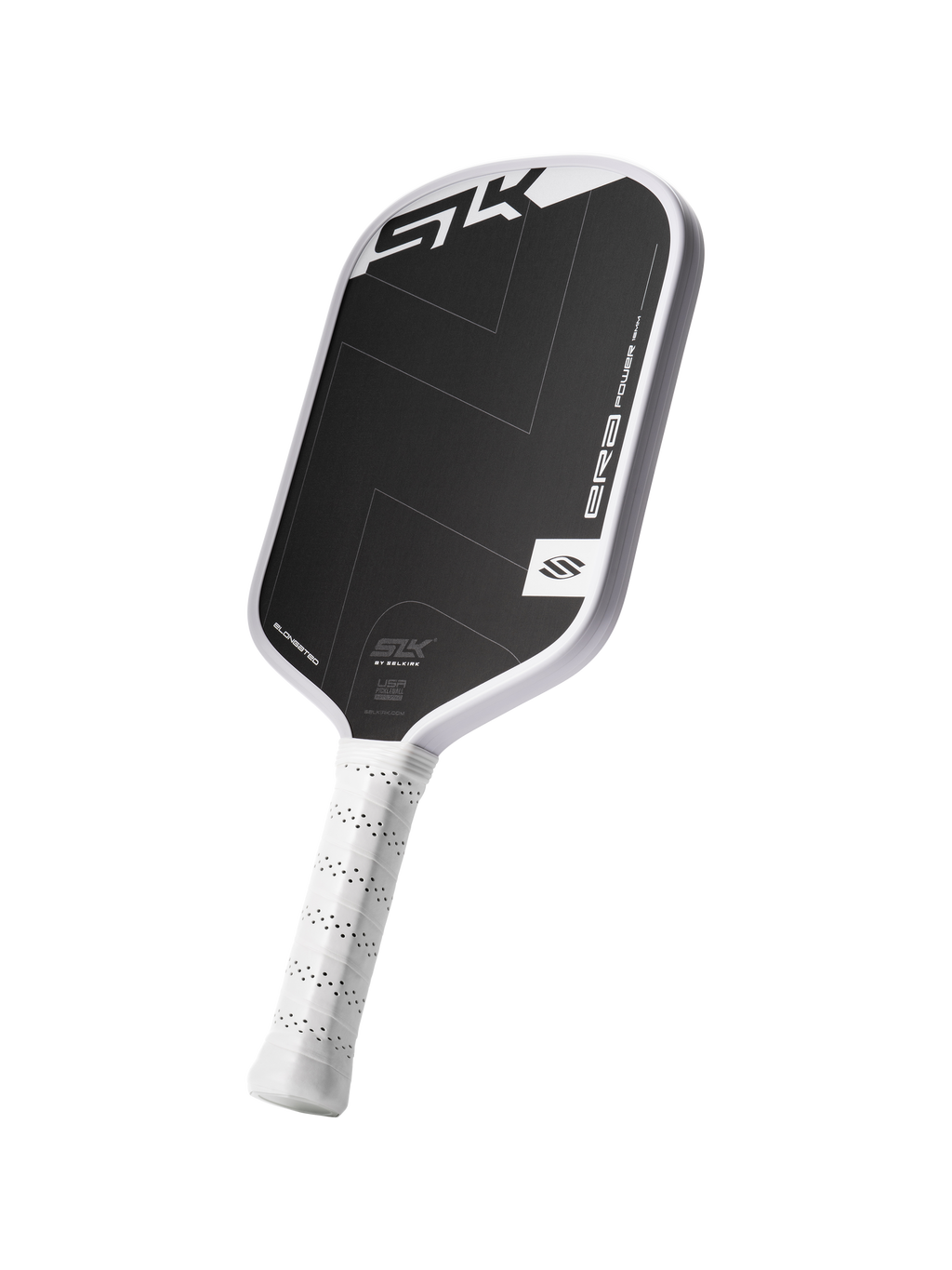 Selkirk SLK ERA Power Elongated Pickleball Paddle - White, angled view
