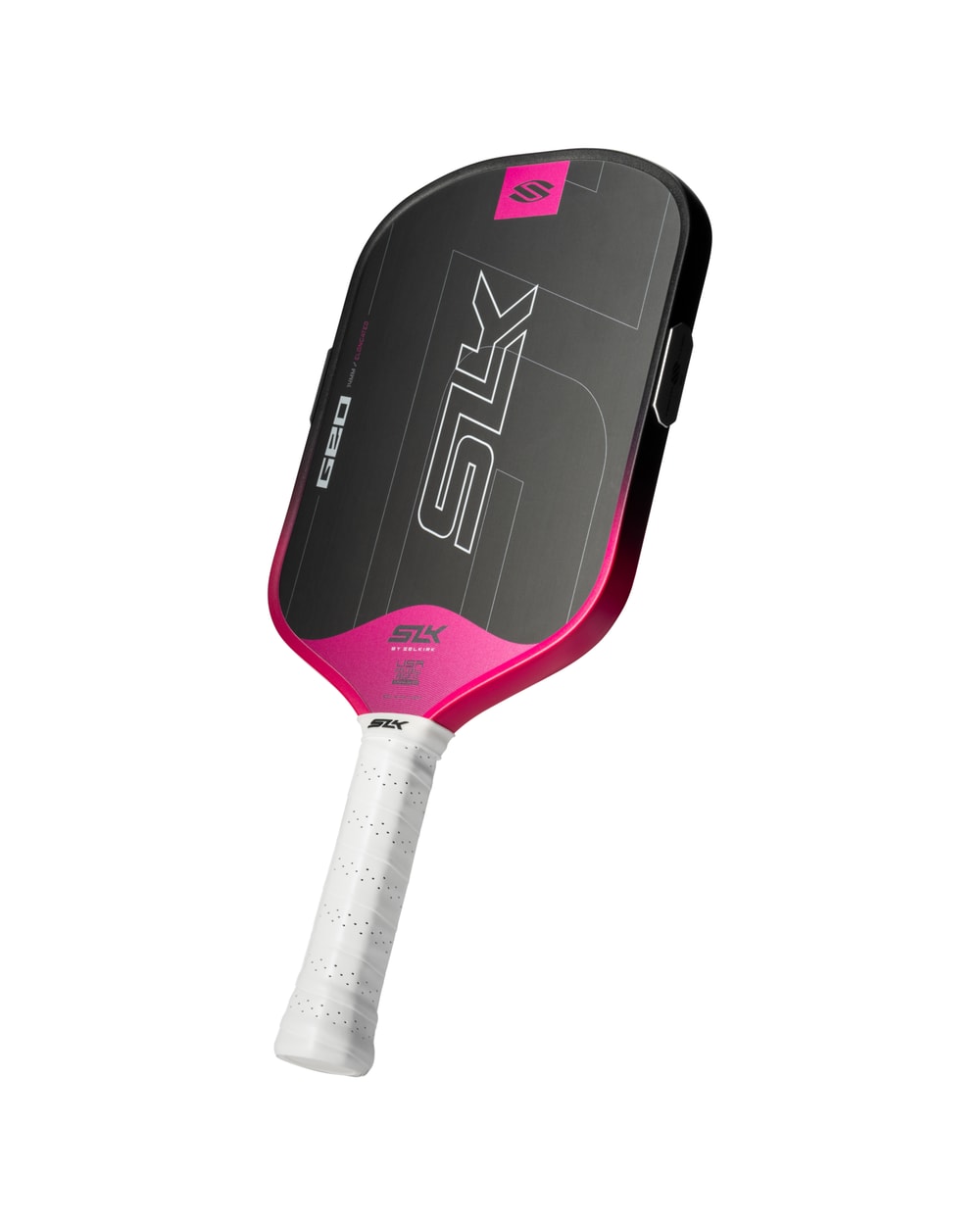 Selkirk SLK Geo Elongated Pickleball Paddle - Pink, angled view