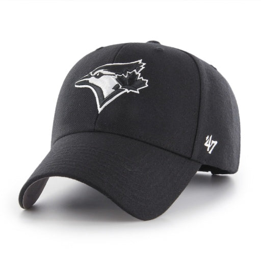 '47 Brand MVP Cap - Toronto Blue Jays, black with white logo, front view