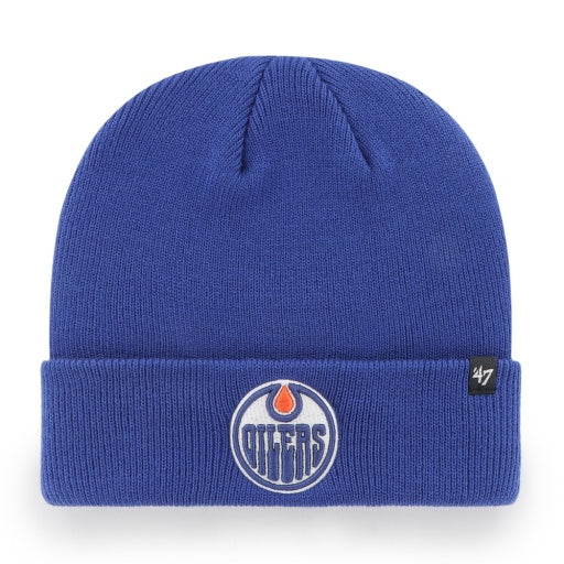 47 Brand NHL Vintage Logo Raised Cuffed Knit Toque - Edmonton Oilers 1979, front view