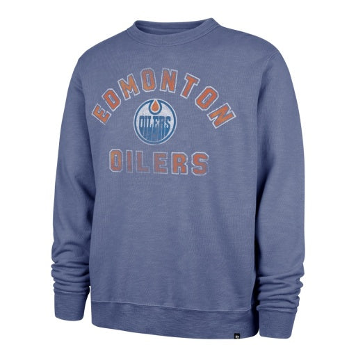 '47 Brand Edmonton Oilers Treasured French Terry Crew - royal blue, front view