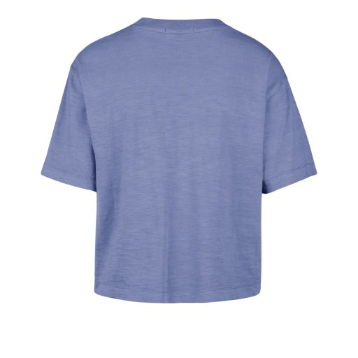 '47 Brand Women's Mindi Heavy Slub Crop Tee - Toronto Blue Jays, blue, back view