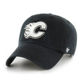 47 Brand NHL Clean Up Adjustable Hat - Black/White - Calgary Flames, front view