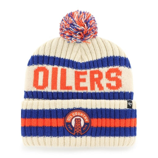 47 Brand NHL Bering Cuffed Knit Toque - Edmonton Oilers Alternate Logo, front view